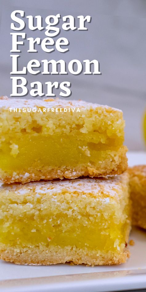 Splenda Recipes Desserts, Low Sugar Lemon Bars, No Sugar Dessert Recipes, Low Sugar Lemon Desserts, Sugar Free Lemon Desserts, No Added Sugar Desserts, Sheet Cake Bars, No Added Sugar Recipes, Easy Sugar Free Desserts For Diabetics