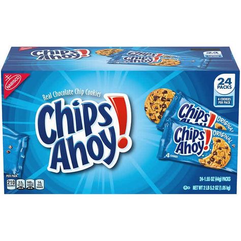 Chips Ahoy! Cookies, Chocolate Chip, 1.55 oz, 24-count | Costco American Chocolate Chip Cookies, Kosher Snacks, Desired Features, Chips Ahoy Cookies, Crispy Chocolate Chip Cookies, American Chocolate, Cookies Branding, Chips Ahoy, Crunchy Cookies