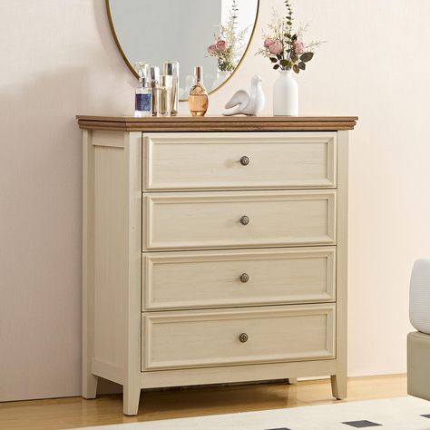 PRICES MAY VARY. 【Multipurpose】Size: 31.5"L x 15.75" W x 35.43" H，This BOSHIRO 4 drwars dresser is perfect for bedroom, living room, dressing Room, etc. Modern minimalism and traditional farmhouse style combined. 【AMPLE STORAGE SPACE】BOSHIRO beige dresser with 4 deep and wide drawers. For giving storage space as more as we can, we extend the slide rail to make sure each drawer can be opened up to 4/5. Each drawer can hold up to 50 lbs. 【High Quality and Safety】Made of high quality faux engineere Small Bedroom Dresser Ideas, Nightstand Tall, Beige Dresser, Cream Chest Of Drawers, Beige Dressers, Dresser Modern, Farmhouse Storage Cabinets, Bedroom Beige, Living Room Storage Cabinet