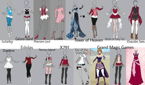 Fairy tail oc Outfits by creepyhorrorgirl12.deviantart.com on @DeviantArt Fairy Tail Outfits Ideas Oc, Fairy Tail Oc Outfit, Fairy Tail Outfits, Fairytale Oc, Fairy Tail Oc, Outfit Adopts, Oc Template, Oc Outfits, Manga Clothes