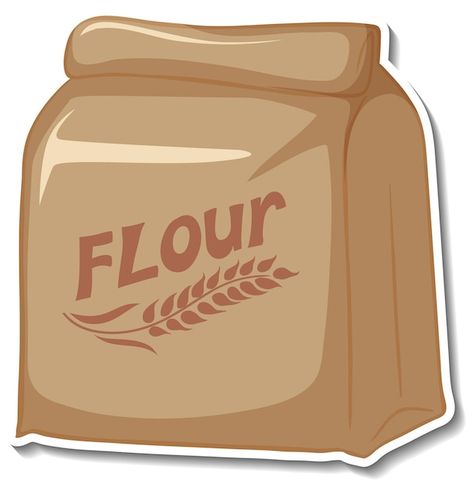 Bag Of Flour Drawing, Flour Bag Drawing, Flour Drawing, Flour Illustration, Svg Drawing, Paper Squishies, Flour Bag, Bread Tags, Coffee Doodle