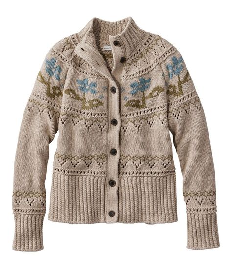 Women's Signature Cotton Fisherman Sweater, Short Cardigan Fair Isle | Sweaters at L.L.Bean Fisherman Cardigan, Irish Fisherman, Short Cardigan Sweater, Fair Isle Cardigan, Fisherman Sweater, Short Cardigan, Fair Isle Pattern, Fair Isle Sweater, Women's Sweaters