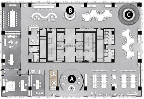 Future Metropolitan - Sample Office for Poly Real Estate by CUN Design Futuristic Office Design, Office Layout Plan, Coworking Space Design, Google Office, Rational Function, Ceo Office, Office Floor Plan, Future Office, Office Plan