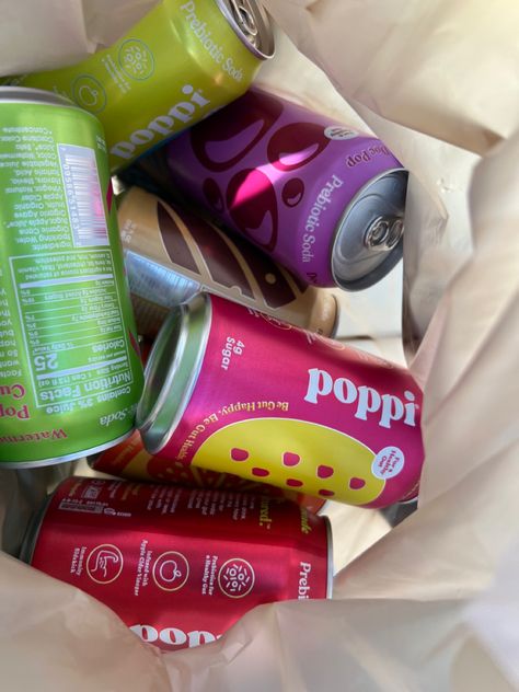 Drink Poppi Aesthetic, Poppi Soda Aesthetic, Poppy Soda, Girly Snacks, Poppi Soda, Wellness Eating, Prebiotic Soda, April Inspiration, Angelina Core