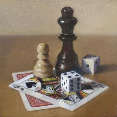 3 Object Still Life, Chess Still Life, Games Painting, Still Life Objects, Still Life References, Still Life Pictures, Still Life Ideas, Life Drawing Reference, Reference Photos For Artists