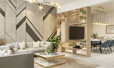 Struggling for space at home? Here are 10 smart space-saving interior design solutions for compact Indian homes. #spacesavinghomeinteriors #Homeinteriors #modularinteriors Tv Stand Room Divider, Tv Stand Shelves, Sitting Arrangement, Design Cafe, Tv Stand Designs, Interior Design Process, Space Saving Kitchen, Tv Unit Design, Indian Homes