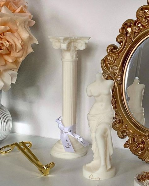 Roman Decor, Venus Candle, Column Candle, 2024 Moodboard, Bedroom Candles, Roman Candle, Light Academia Aesthetic, Roman Columns, Nail Room