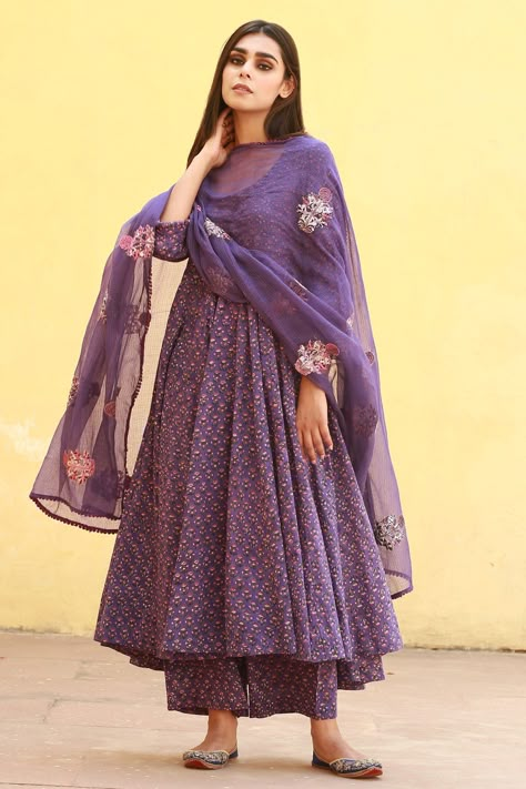 Anarkali Sets For Women, Brocade Anarkali, Gulabo Jaipur, Plazo Kurti, Patiyala Suits, Purple Anarkali, Simple Suits, Simple Anarkali, Cotton Anarkali Suits