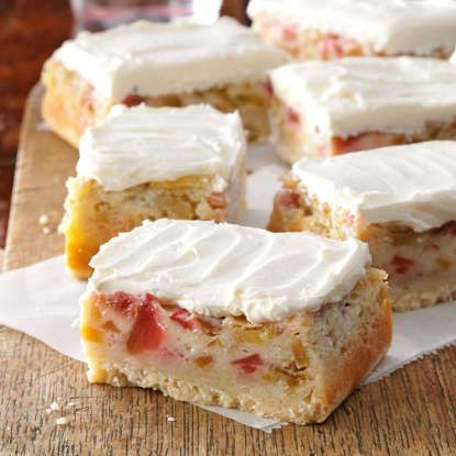 Rhubarb Custard Bars Custard Bars Recipe, Rhubarb Custard Bars, Custard Bars, Rhubarb Bars, Rhubarb Custard, Gooey Bars, Rhubarb Desserts, Potluck Desserts, Rhubarb And Custard