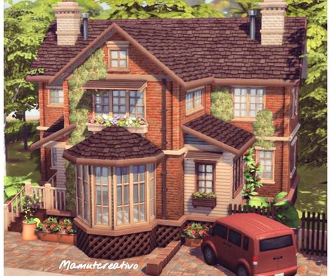 Sims 4 50s House, Sims 4 Big Family House 5 Bedrooms, Sims 4 Brick House, Sims 4 Barn House, Sims 4 Exterior Ideas, Sims House Ideas Exterior, Sims 4 House Ideas Exterior, Sims 4 Craftsman House, Sims House Exterior