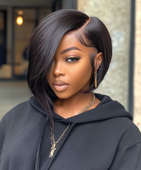 Why Choose Asymmetrical Bob Fall Hair Colors for Black Women? 💇‍♀️ Ombre Bob Black Women, Dopamine Aesthetic, Queen Hairstyles, Asymetrical Haircut, Chop Hairstyles, Natural Hair Bob Cut, Stretched Hair, Hair Colors Dark, Natural Hair Bob