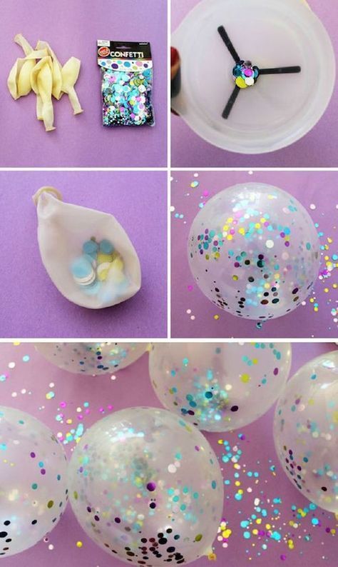 30 + Fun and Cheap DIY Party Decorations - A party doesn't have to cost an arm… #GlitterDecorations Fest Temaer, Graduation Party Diy, Clear Balloons, Party Hacks, Glitter Party, Graduation Diy, Unicorn Birthday Parties, Eve Parties, Diy Party Decorations