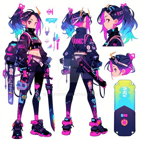 Cyberpunk Oc Outfit, Cyberpunk Media Character, Cyberpunk Oc Design, Cyberpunk Oc Art Female, Cyberpunk Jacket Concept Art, Anime Cyberpunk Outfit, Vtuber Cyberpunk, Cyberpunk Design Character Concept, Sci Fi Character Design Cyberpunk