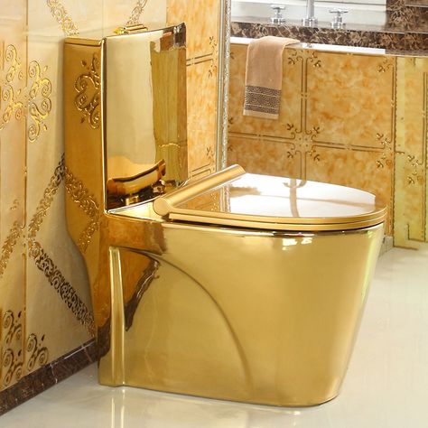 Wc Luxury, Water Closet Bathroom, Bathroom Commode, Colored Toilets, Gold Toilet, Wc Bathroom, Closet Bathroom, Closet And Bathroom, Water Closet