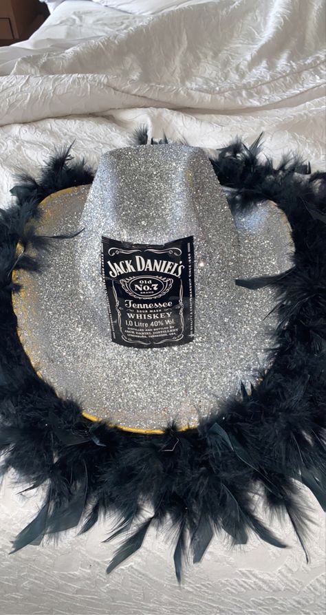 Jack Daniels Cowboy Hats Diy, Liquor Cowgirl Costume, Alcohol Cowgirl Costume, Jack Daniels Cowboy Hat, Alcohol Inspired Halloween Costumes, Alc Cowboy Hats, Jack Daniels Halloween Costume, Alcohol Group Costume, Jack Daniels Costume