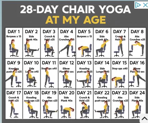 28 Day Yoga Chair Challenge, 28 Day Chair Yoga Challenge, Chair Yoga Free Printable, 28 Day Chair Yoga Free, 28 Day Chair Yoga For Seniors Free, 28 Day Chair Yoga, Chair Pilates, Chair Workout, Chair Pose Yoga