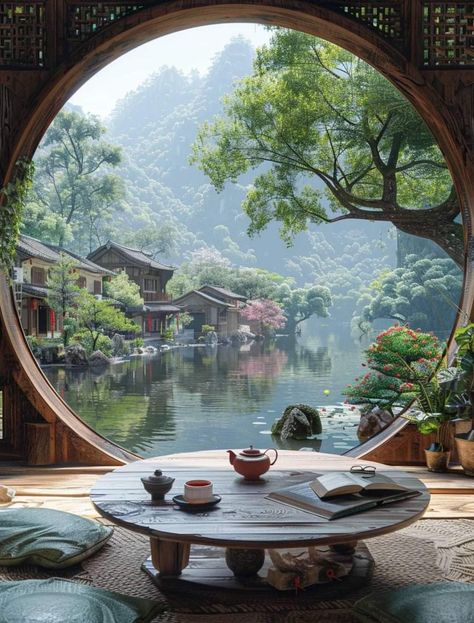 Old Mansions Interior, Inner Peace Art, Japanese Water Garden, Chinese Tea Room, Japanese Tea Room, Chinese Tea House, Houses Mansions, Zen Tea, Asian Tea