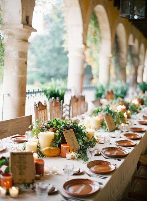 Your guest will always notice great table settings and appreciate the extra effort you put into making their meal special.  Get a jump on the holiday rush and iron that tablecloth and napkins now! #foryourhome #spanishwedding First Kiss Wedding, Greek Wedding Dresses, Spanish Style Wedding, Mexican Inspired Wedding, Mexican Themed Weddings, Hacienda Wedding, Wedding Spain, Spanish Wedding, Boda Mexicana