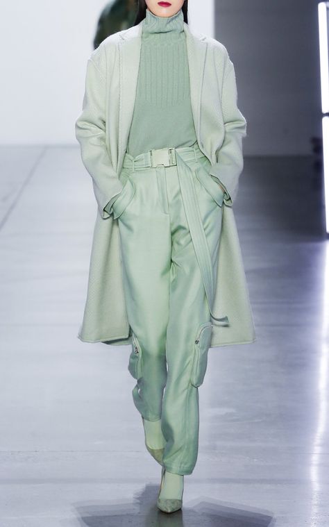 Ribbed Wool-Cashmere Turtleneck by Sally LaPointe FW19 | Moda Operandi Mint Fashion Aesthetic, Neutral Colors Fashion, Mint Outfit Ideas, Mint Clothes, Mint Outfits, Sage Fashion, Light Green Fashion, Mint Green Fashion, Cashmere Fashion