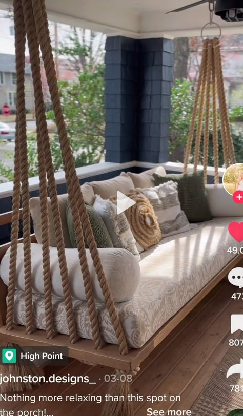 Diy Porch Swing Bed, Front Porch Furniture, Diy Porch Swing, Porch Swing Bed, Swing Bed, Porch Chairs, Lindy Hop, Porch Furniture, Swing Dancing