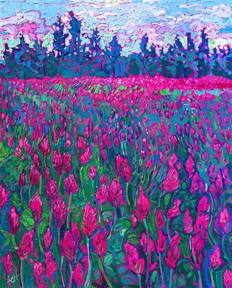 Crimson Clover - Official Website Erin Hansen, Crimson Clover, American Impressionism, Erin Hanson, Contemporary Impressionism, Impressionist Artists, Carmel By The Sea, Impressionism Painting, Hero Girl