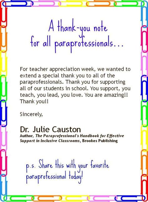 Paraprofessional Appreciation Gifts, Paraprofessional Quotes, Para Appreciation, Paraprofessional Appreciation, Paraprofessional Gifts, Teacher Appreciation Themes, Dr Julie, Virtual Training, Reflection Activities