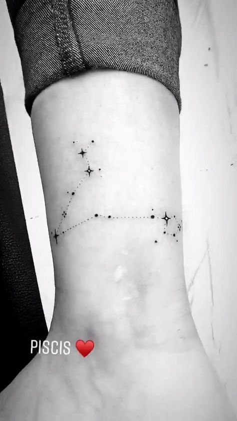 210+ Amazing Constellation Tattoos With Meanings (2022) - TattoosBoyGirl Pieces Star Constellation Tattoo, Pisces Tattoo Stars, Pisces Constellation Tattoo Stars, Pisces Astrology Tattoo, Tattoo Ideas For Pisces, Astrology Tattoo Pisces, Pisces Star Tattoo, Pisces Star Constellation Tattoo, Pisces Star Constellation