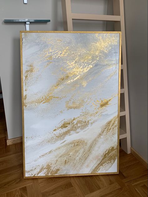 White Golden Gray Gold Abstract Painting original Canvas Extra Large Gold Wall Art Neutral Artwork Decor Gold Leaf Aesthetic minimalistic White And Gold Painting Canvases, White And Gold Painting, Attic Transformation, Leaf Abstract Painting, Leaf Aesthetic, Neutral Artwork, Leaf Abstract, Gold Abstract Painting, Basic Painting