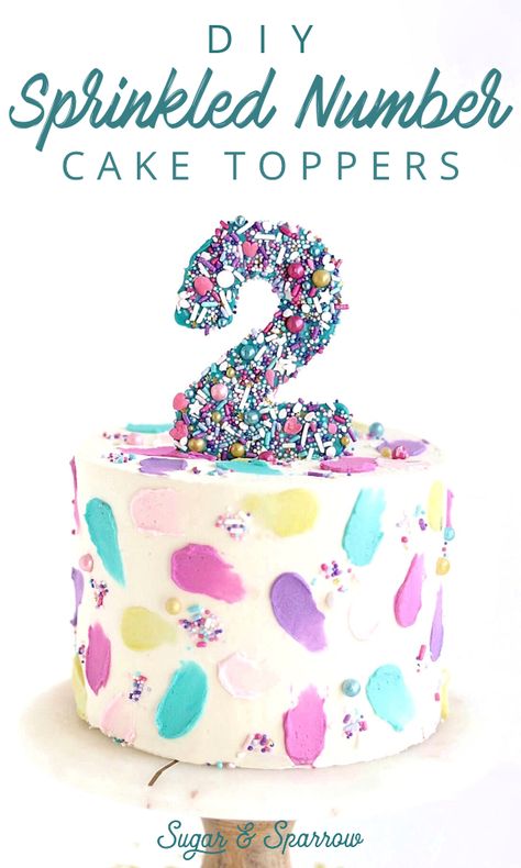 Learn how to make these DIY number cake toppers with Wilton Candy Melts and your favorite sprinkles. The easiest cake topper tutorial ever | Sugar & Sparrow | #numbercaketoppers #caketoppers #sprinkles #sprinklepop #sugarandsparrow #cakedecorating #numbercaketoppertutorial #caketutorial #cakedecor #cakedecoratingtechniques Diy Number Cake, Chocolate Cake Toppers, Diy Cake Topper Birthday, Diy Sprinkles, Letter Cake Toppers, Wilton Candy Melts, Diy Birthday Cake, Number Cake Toppers, Cake Topper Tutorial