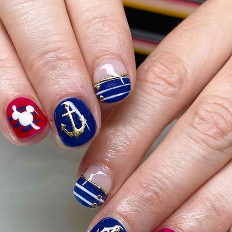 Gemma Leonard on Instagram: "Magic at Sea 🌊🪄⚓️  Disney Cruise nails 🚢🐭 for @lisa.smith144  • @cndworld Shellac in Veiled, Clearly Pink, Winter Nights, Ripe Guava and Cream Puff.  @nailstampingqueenuk Stick it. • #gelnailart #nailstyle #nailsofinstagram #nailsdone #nailstagram #nailitdaily #nailpromagazine #showscratch #cnd #cndshellac #shellacnails #shellacnailart #disneynailart #disneynails #cruisenails #nauticalnails #disneycruisenails #foilnailart" Cruise Ship Nails Design, Disney Nails Cruise, Disney Cruise Line Nails, Disney Cruise Nails, Cruise Nails, Nautical Nails, Shellac Nail Art, Foil Nail Art, Nail Art Disney