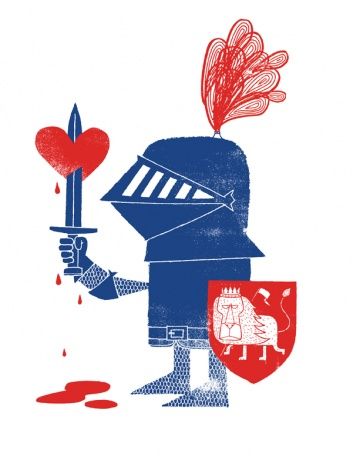 Heartbroken Knight. Adrian Johnson Ltd. Adrian Johnson, Typography Art Quotes, Knight Tattoo, Mid Century Illustration, Knight In Shining Armor, Castle Designs, Clip Art Vintage, Artwork Images, Guy Drawing