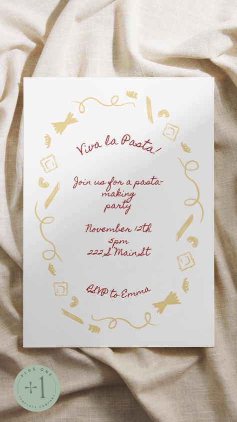 Hand-drawn pasta shell border with red text in the middle for an invitation Pasta Party Invitation, Pasta Drawing, Party Pasta, Dinner Party Birthday, Pasta Party, Handmade Pasta, Bridal Theme, Birthday Dinner Party, Spring Boards