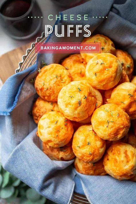 Cheese Puffs (aka Gougeres): So easy to make and they have the best flavor! Such a perfect party app! #cheesepuffs #recipe #mini #easy #cheddar #french #appetizers #pastry #snacks #kids #parmesan #gruyere #gougeres #baked #homemade #howtomake #sausage #hamand #bacon #bakingamoment Cheddar Cheese Puffs Recipe, Cheddar Cheese Puffs, Bacon Cheese Puffs, Gougeres Recipe, Pastry Snacks, Bacon Puffs, Sweets Easy, Cheese Puffs Recipe, French Appetizers