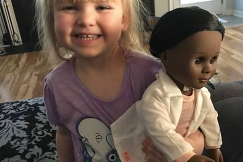 Two-year-old defends choice of doll after cashier says 'she doesn't look like you' - Netmums American Story, Lisa Bonet, Teaching Toddlers, Two Year Olds, Black Doll, New Dolls, Skin Color, Pretty Hairstyles, Rihanna