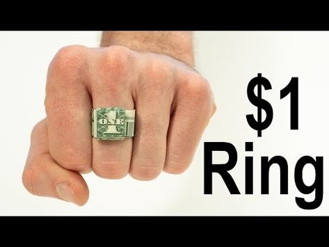 (929) $1 Origami Ring - How to Fold a Dollar into a Ring - YouTube How To Make A Dollar Ring, Origami Ring Tutorial, Fold A Dollar Bill, Easy Money Origami, Origami Ring, Money Rings, Folding Money, Dollar Bill Origami, Money Gifts