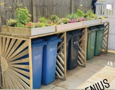 Bin Store Garden, Outdoor Gardens Design, Garden Storage, Back Garden, Recycling Bins, Backyard Landscaping Designs, Front Garden, Small Garden, Yard Landscaping