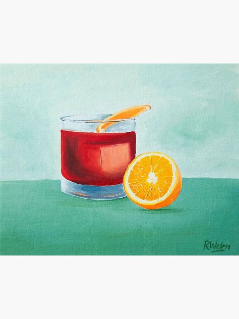 "Negroni Cocktail Painting" Poster by freshpressed | Redbubble Sip And Paint Paintings, Negroni Painting, Cocktail Painting, Ideas Cuadros, Negroni Cocktail, Etch A Sketch, Sip N Paint, Paint Nite, Painting Canvases