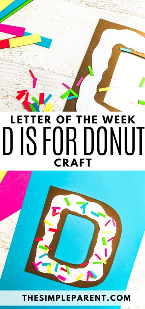 D Letter Crafts For Preschool, Letter D Craft For Preschool, Letter D Donut Craft, D Is For Craft Preschool, Letter D Art Preschool, D For Donut Craft, Preschool Crafts Letter A, D Is For Donut Craft, D Preschool Crafts