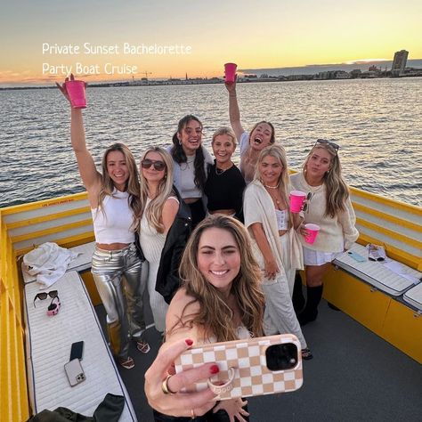 Another fantastic Private Sunset Cruise! Looking to go out on a Bachelorette party boat in Charleston SC? We still have spots available in April and May! We offer: 🌞2, 3, or 4 Hour Private Party Cruises 🥂 BYOB (we provide, coolers, ice, and bottled water) 🛥️ Bathroom on the boat 🥂Starts and Ends @ShemCreek 🏝️ Goes through @CharlestonHarbor; our 3 and 4 hour cruises anchor at a beach cove! 🌞Rates Start at $475 Per Hour 🌞Up to 22 Passengers Book Now: 📞 (832)513-3246 💻 www.charlestonboatparty... Bachelorette Inspo, Party Boat, Booze Cruise, Charleston Style, Beach Cove, Bridal Squad, Bachelorette Ideas, Bottled Water, Boat Party