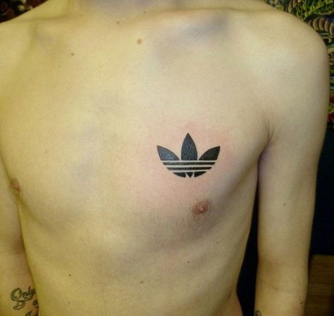 Adidas tattoo. Oh the nostalgia, oh the cheese. Adidas Tattoo, Hand Tats, Tattoos And Piercings, Maple Leaf Tattoo, Triangle Tattoo, Geometric Tattoo, Tatting, Tattoo Quotes, Body Art