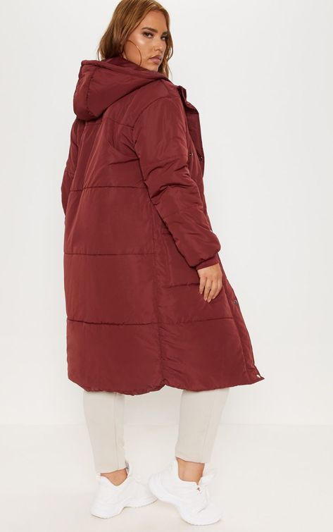 Plus Burgundy Longline Puffer Coat Chic Blazer, Plus Size Coats, Denim Jackets, Puffer Coat, Long A Line, Next Level, Access Denied, Denim Jacket, Puffer