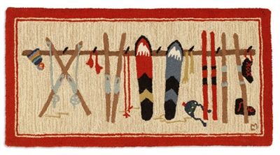 Skier Wool Rug Ski Rack, Hooked Wool, A Rug, Skis, Wool Rug, Rug, Wool