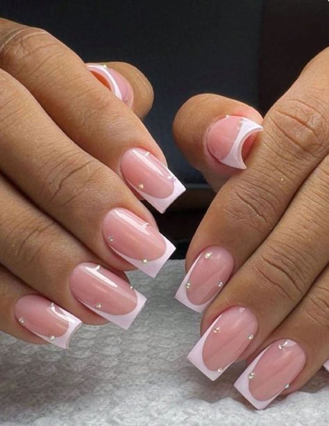 Cool French Nails, Girly Acrylic Nails, French Tip Acrylic Nails, Short Square Acrylic Nails, Unique Acrylic Nails, Acrylic Nails Coffin Short, Short Acrylic Nails Designs, Pink Acrylic Nails, Square Acrylic Nails