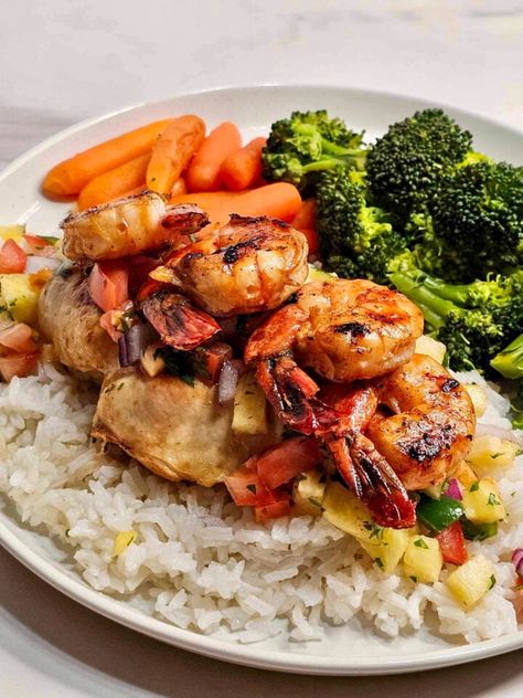 Cheddar's Key West Chicken and Shrimp Copycat Recipe - Krystel's Cooking Key West Shrimp, Key West Shrimp Recipes, Cheddars Key West Chicken And Shrimp, Chicken And Shrimp Dinner Ideas, Key West Chicken And Shrimp, Key West Chicken, Key West Food, Low Cal Foods, Flamingle Party