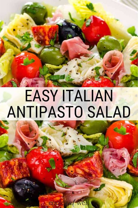 Easy Italian Antipasto Salad, Antipasto Platter Salad, Antipasto Salad With Lettuce, Italian Antipasto Salad Recipes, Keto Italian Salad, Antipasta Salads, Artichoke Dishes, Antipasto Salads, Easy Italian Dressing