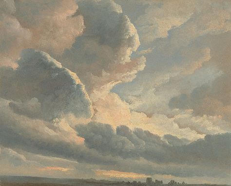 Simon Alexandre-Clement Denis: Study of Clouds with a Sunset near Rome (Getty Museum) Japanese Animals, Clouds In The Sky, Getty Museum, Landscape Artwork, Cloud Painting, Vintage Landscape, Famous Art, Sky And Clouds, Designers Guild