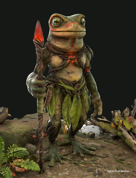 Frog Warrior, Pixel Art Characters, Fantasy Races, Fantasy Story, Creature Concept Art, Creature Concept, Dnd Characters, Roleplaying Game, Character Illustration