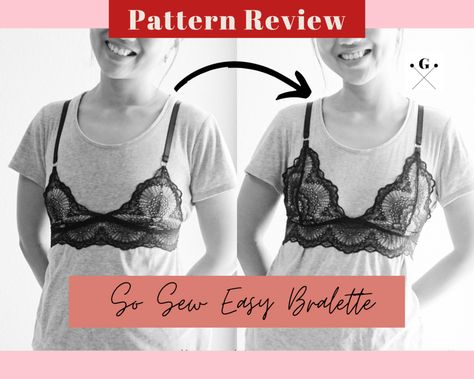 Why So Small!? (So Sew Easy Bralette Pattern Review) — Gwenstella Made | sewing · DIY · style Free Bra Sewing Pattern, Bralet Pattern, Bralette Sewing Pattern, Diy Bralette, Sewing Bras, Bra Sewing Pattern, Bralette Pattern, Lingerie Patterns, Women's Sewing Pattern