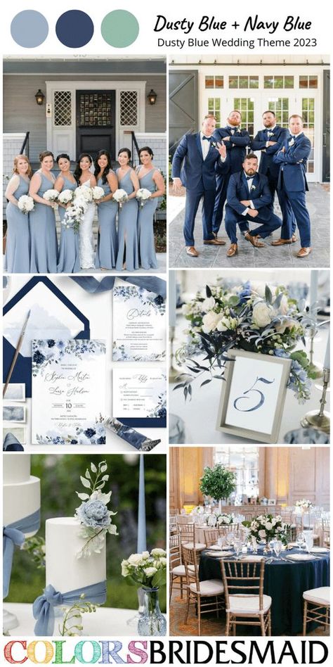 December Wedding Blue, Slate Blue Wedding Theme, Blue And Gray Wedding Theme, Navy Blue Wedding Theme Color Schemes, Gray Wedding Theme, Navy Blue Groomsmen, Dusty Blue And Navy, Navy Blue Wedding Theme, Grey Wedding Theme