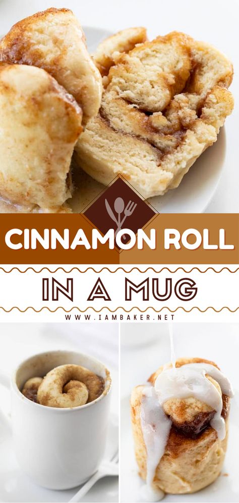 Snacks Meal Prep, Cinnamon Roll In A Mug, Easy Microwave Desserts, Cinnamon Roll Mug Cake, Microwave Mug Recipes, Easy Microwave Recipes, Mug Recipe, Microwave Dessert, Brownies Recipes